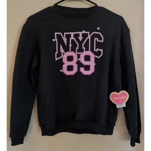 Pink Velvet Girls Dark Gray NYC 89 Graphic Pullover Sweatshirt NEW